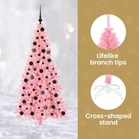 VidaXL Kerstboom met 300 led met standaard roze 180 cm pvc - thumbnail