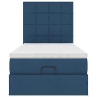Ottoman bed met matras en LED's 140x190cm stof blauw - thumbnail