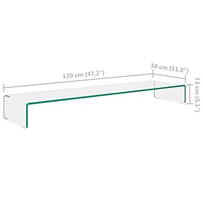 TV-meubel/monitorverhoger transparant 120x30x13 cm glas
