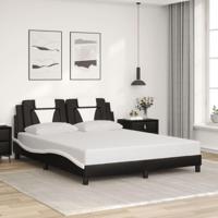 Bedframe "Viana" zonder matras kunstleer zwart en wit 160x200 cm - thumbnail