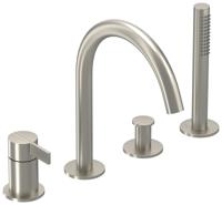 Badrandcombinatie IVY Pact 4-gats Mengkraan Met Uittrekbare Handdouche Draaibare Uitloop Geborsteld Nickel PVD - thumbnail