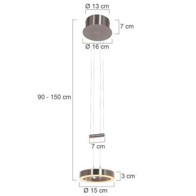 Steinhauer Strakke led hanglampPiola RVS - 3500ST