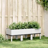 VidaXL Plantenbak met poten 120x40x42 cm polypropeen wit - thumbnail