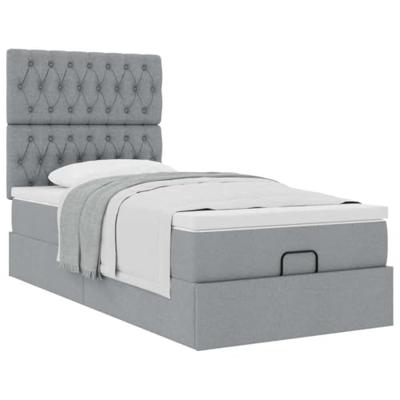 Ottoman bed met matras 80x200cm stof lichtgrijs