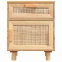 Nachtkastjes 2 st massief grenenhout en natuurlijk rattan bruin - thumbnail