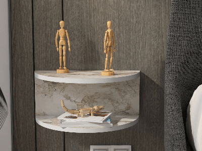 Zwevend nachtkastje CIAO wit marmer Zwevend nachtkastje CIAO wit marmer