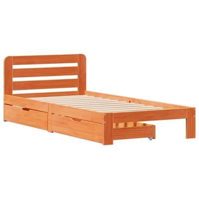 Bedframe zonder matras massief grenenhout wasbruin 90x190 cm Bedframe zonder matras massief grenenhout wasbruin 90x190 cm