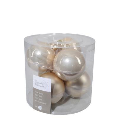 Decoris kerstballen glas 6st parel 8cm