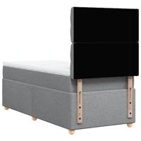 Boxspring met matras stof lichtgrijs 90x200 cm - thumbnail