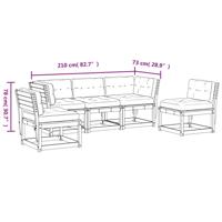 5-delige Loungeset met kussens massief grenenhout wasbruin - thumbnail