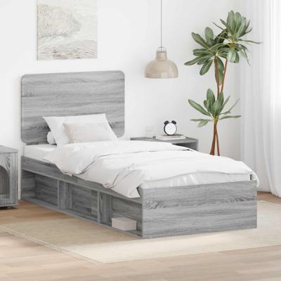 Bedframe Grijs Sonoma 75 x 190 cm Massief grenenhout