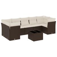 8-delige Loungeset met kussens poly rattan bruin - thumbnail