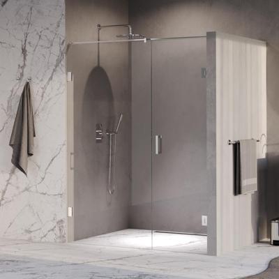 Brauer Void - Nisdeur - 2-Delig - Helder Glas - 150 x 200 cm - Omkeerbaar - met Draaideur 70 cm - Aan Muur - incl. Glascoating - Chroom