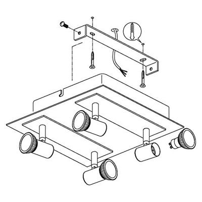 Eglo Led plafondspotRottelo Square 4-lichts Led nikkel mat - 90916