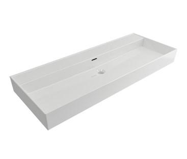 Wastafel Hangend Plieger Kansas 120x45cm zonder kraangaten met Overloop Wit Wastafel Hangend Plieger Kansas 120x45cm zonder kraangaten met Overloop Wit