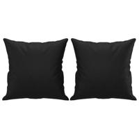 VidaXL Sierkussens 2 st 40x40 cm kunstleer zwart - thumbnail