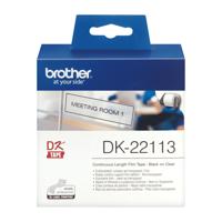 Brother DK-22113 Rol met etiketten 62 mm x 15.24 m Folie Transparant 1 stuk(s) Permanent hechtend DK22113 Universele etiketten - thumbnail
