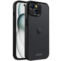 Accezz Rugged Frosted Backcover iPhone 15 Telefoonhoesje Zwart - thumbnail