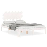 Bedframe zonder matras massief grenenhout wit 120x200 cm - thumbnail