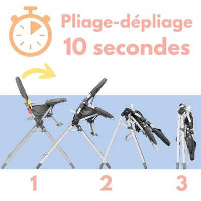 BAMBISOL Vaste hoge stoel met verstelbare plank in grijze diepte - thumbnail