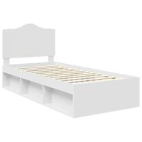 Bedframe met hoofdeinde Wit 90 x 190 cm Massief grenenhout - thumbnail