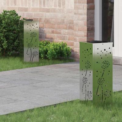 VidaXL Solar led pad licht 2 pcs zilver gegalvaniseerd staal