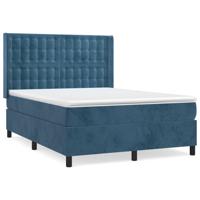 Boxspring met matras fluweel donkerblauw 140x190 cm - thumbnail