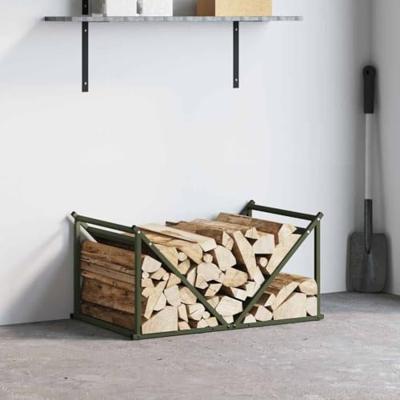 VidaXL Brandhoutrek 70x43x34,5 cm koudgewalst staal olijfgroen