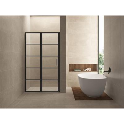 Wiesbaden Horizon Nisdeur Met Vast Deel En Raster - 1100x2000x8mm - NANO - Helder Glas/Mat Zwart