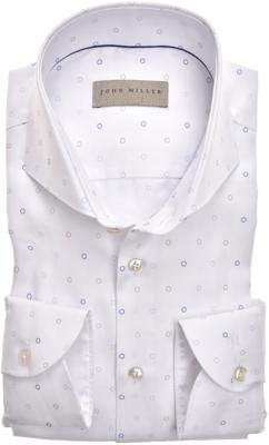 John Miller Overhemd Wit Circle Print Oxford Cutaway Tailored Fit