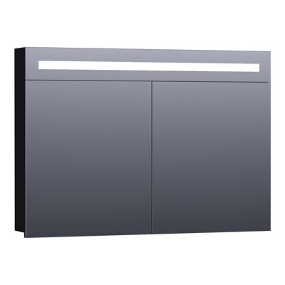 Brauer Promise Spiegelkast - 100 cm - met Directe Verlichting - 2 Enkelzijdige Spiegeldeuren - Mat Zwart