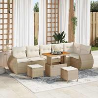 Tuinbankenset 9 pcs Beige poly rattan - thumbnail