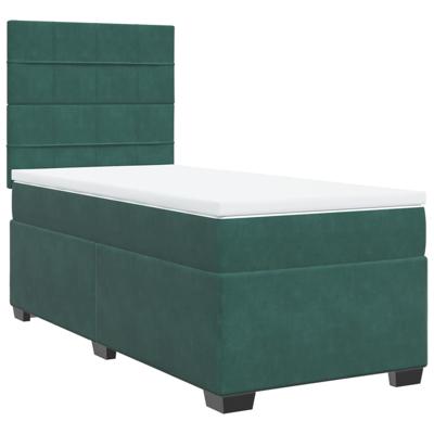 Boxspring met matras fluweel donkergroen 160x200 cm