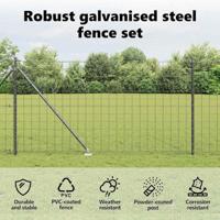 VidaXL Hek met paal grijs 1 x 10 m staal - thumbnail