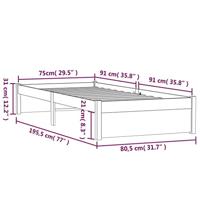 Bedframe massief hout zwart 75x190 cm 2FT6 Small Single - thumbnail