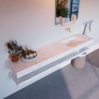 MONDIAZ ALAN-DLUX 200cm planchet Ostra. Vrijhangende wastafel CLOUD rechts zonder kraangat, kleur Ostra. - thumbnail