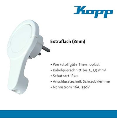 Kopp 172002037 Platte stekker met randaarde Plastic 230 V Wit IP20