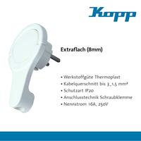 Kopp 172002037 Platte stekker met randaarde Plastic 230 V Wit IP20 - thumbnail