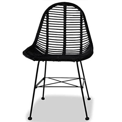 Eetkamerstoelen 2 st natuurlijk rattan zwart