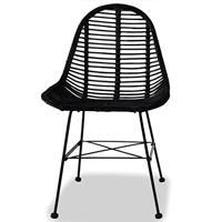 Eetkamerstoelen 2 st natuurlijk rattan zwart - thumbnail