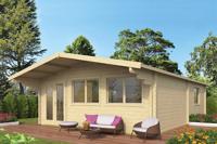 Tuindeco Ballyragget Blokhut 575x780 cm 70 mm vuren blank- Zadeldak- Onbehandeld vurenhout- Tuindeco - thumbnail