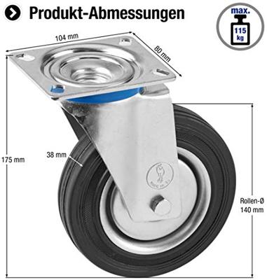 Metafranc Zwenkwiel Rubber 140Mm Vz W - WU0800690