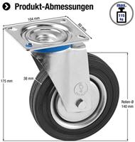 Metafranc Zwenkwiel Rubber 140Mm Vz W - WU0800690 - thumbnail