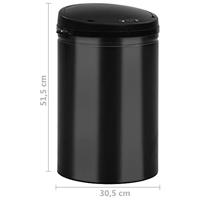 VidaXL Prullenbak met automatische sensor 30 l koolstofstaal zwart - thumbnail