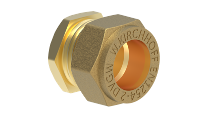 Kirchhoff Messing eindstuk, blank, 12 mm, klemkoppeling voor koperen buis - 989459117