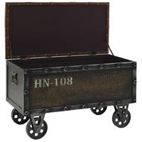 Opbergbankje 80,5x41x50 cm massief hout en kunstleer - thumbnail