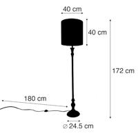 QAZQA Klassieke vloerlamp zwart met kap pauw dessin 40 cm - Classico - thumbnail