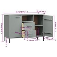 Dressoir met metalen poten OSLO 113x40x77 cm grenenhout grijs - thumbnail