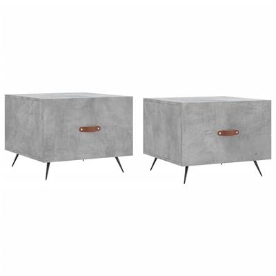 Salontafels 2 st 50x50x40 cm bewerkt hout betongrijs