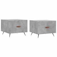 Salontafels 2 st 50x50x40 cm bewerkt hout betongrijs - thumbnail
